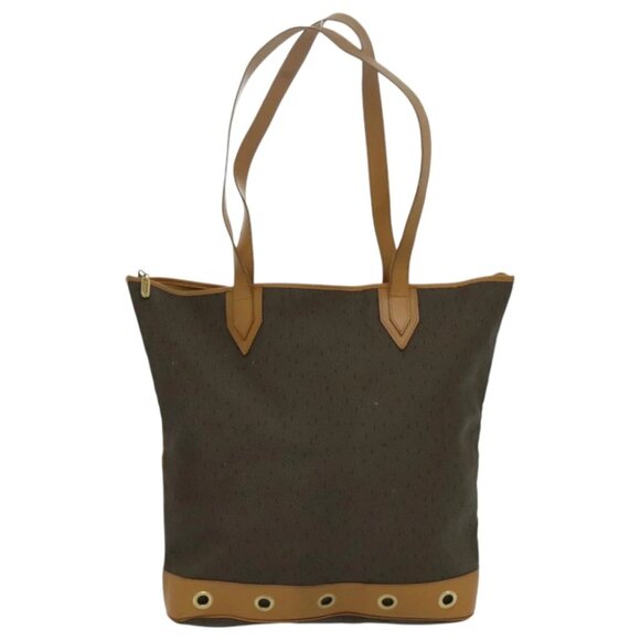 SAINT LAURENT Tote Bag Canvas Gold Brown Auth 95163 - Picture 1 of 15